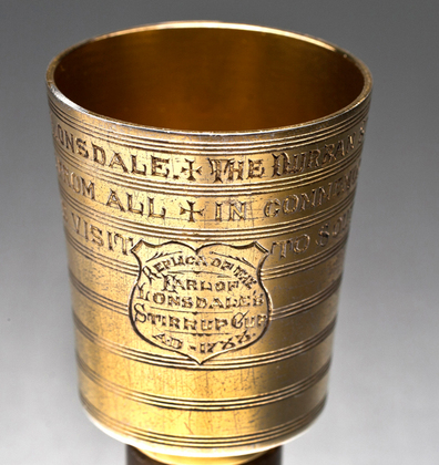 Earl of Lonsdale Silver Gilt Whip Form Stirrup Cup, 1788 - The Durban Stirrup Cup